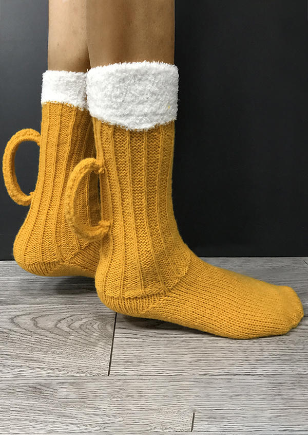 

Color Block Warm Beer Shape Casual Socks, Yellow, SCM004880