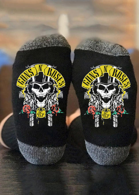 

Halloween Guns N Roses Skull Crew Socks, Black, SCM005538