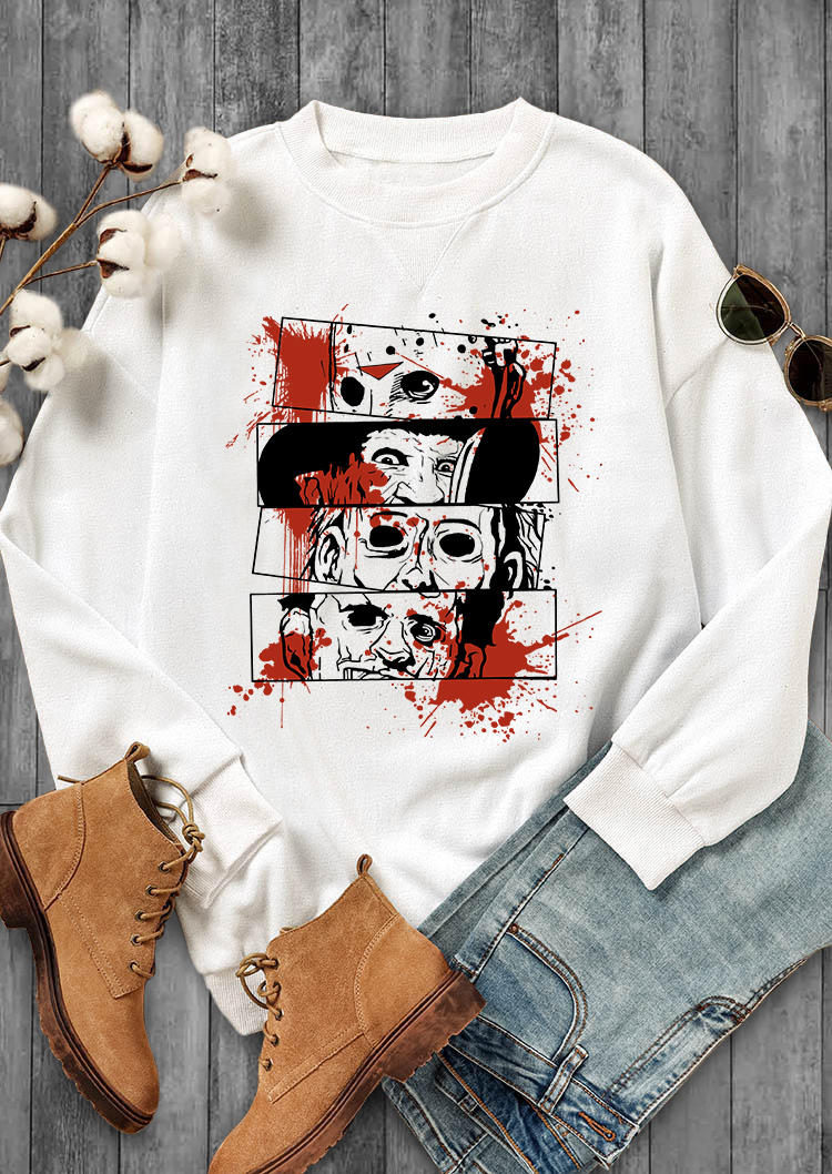 

Halloween Bloody Long Sleeve Pullover Sweatshirt - White, SCM005775