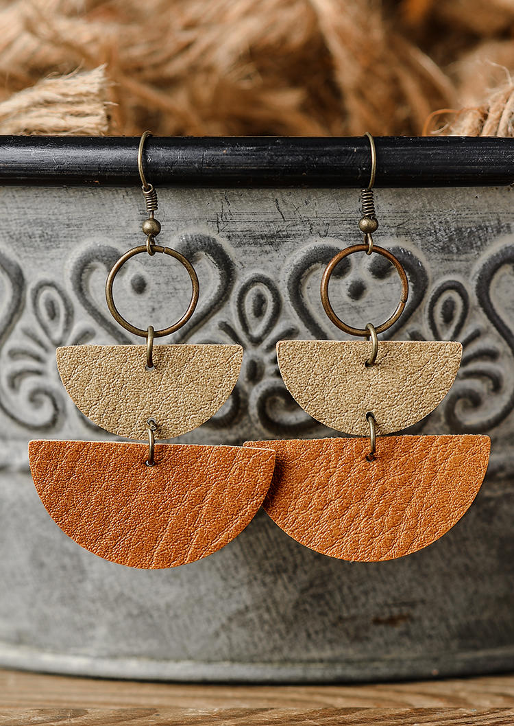 Semicircle PU Leather Alloy Hook Earrings