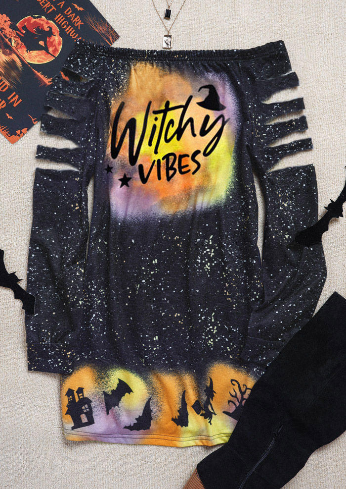 Witchy Vibes Tie Dye Hollow Out Mini Dress