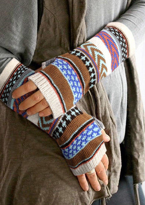 

Ethnic Half Finger Long Gloves, Multicolor, SCM005947
