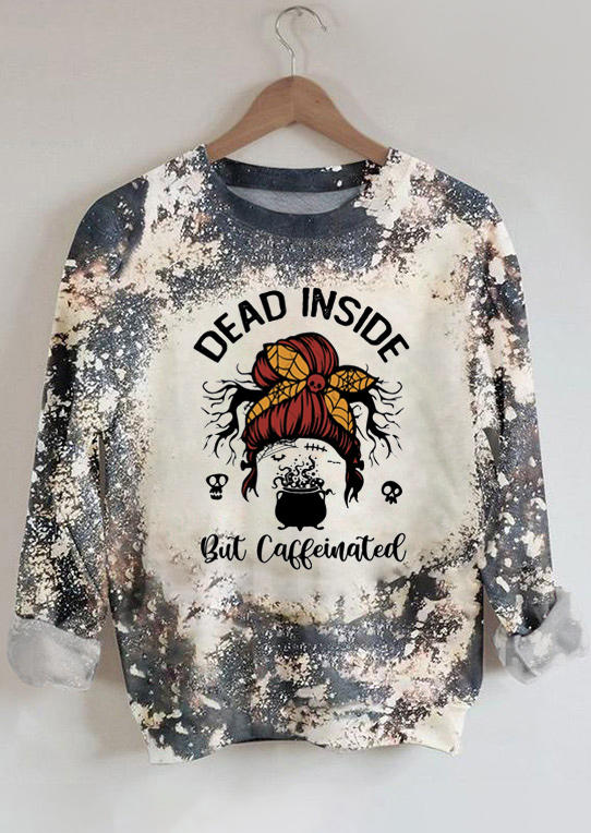 

Dead Inside But Caffeinated Pullover Sweatshirt, Multicolor, SCM005974