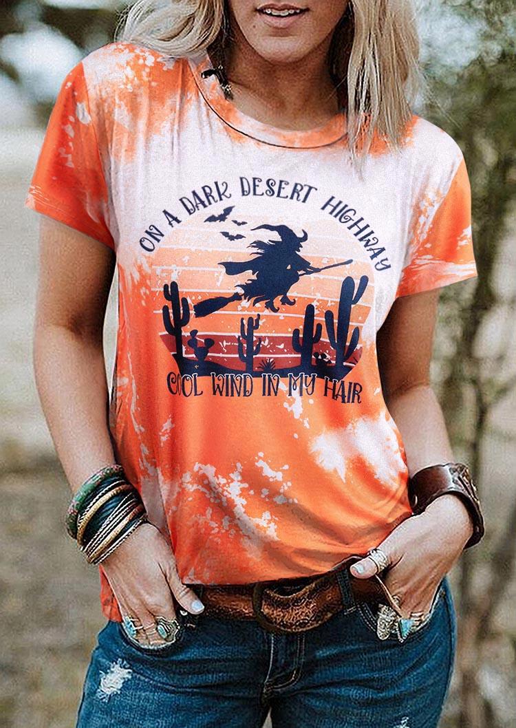 

Halloween On A Dark Desert Highway Cool Wind In My Hair Witch T-Shirt Tee - Orange, SCM006053