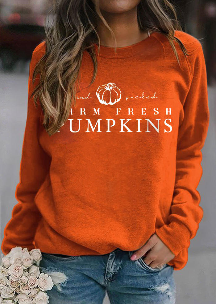 

Hand Picked Farm Fresh Pumpkins Pullover Sweatshirt - Orange, SCM006055