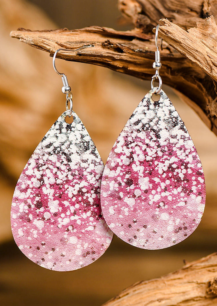 

Gradient Glitter PU Leather Earrings - Pink, SCM006091