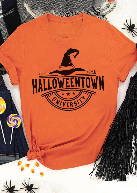 

Halloween Halloweentown University Est 1998 O-Neck T-Shirt Tee - Orange, SCM006262