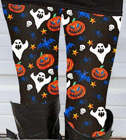 Halloween Pumpkin Face Ghost Leggings