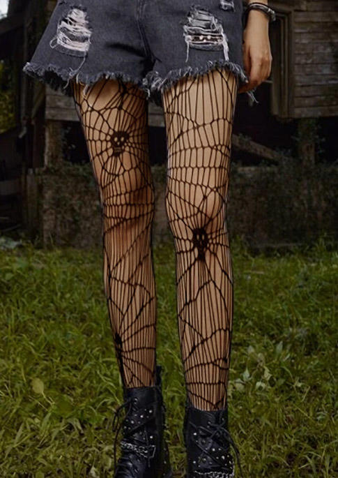 

Skull Spider Fishnet Socks - Black, SCM006271