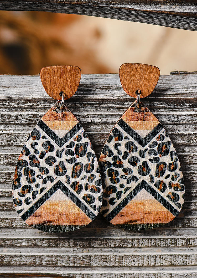 Aztec Geometric Leopard Earrings