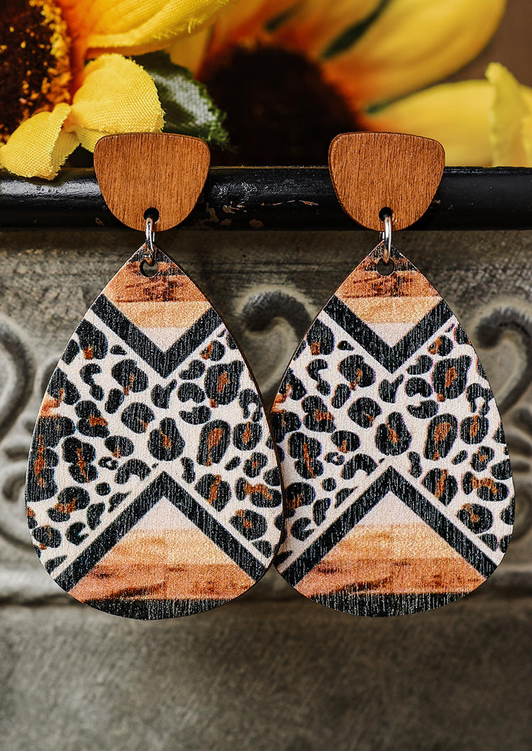 Aztec Geometric Leopard Earrings