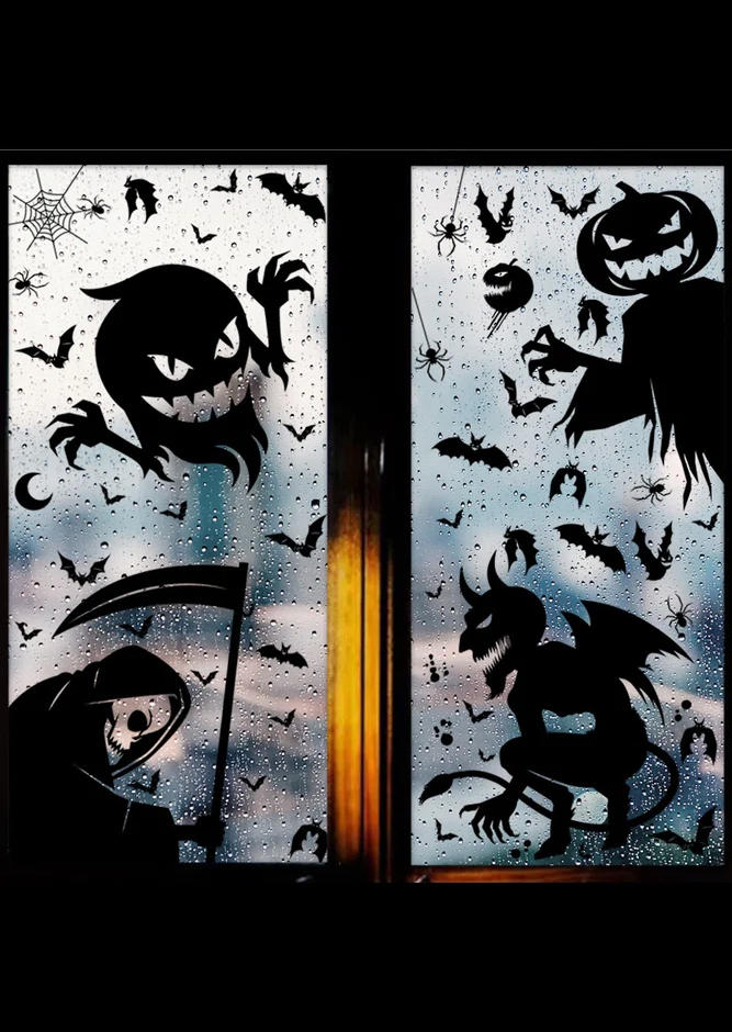 4Pcs Halloween Ghost Silhouette Window Sticker Set Ornament