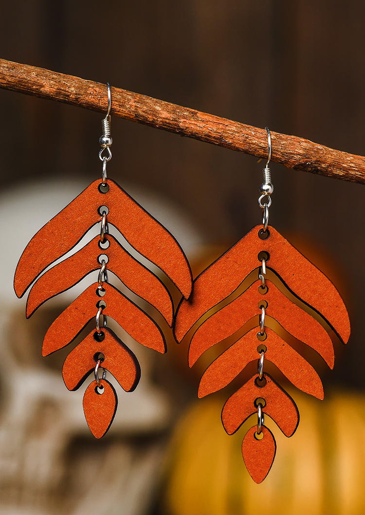 Bohemian Leaf Alloy Hook Earrings