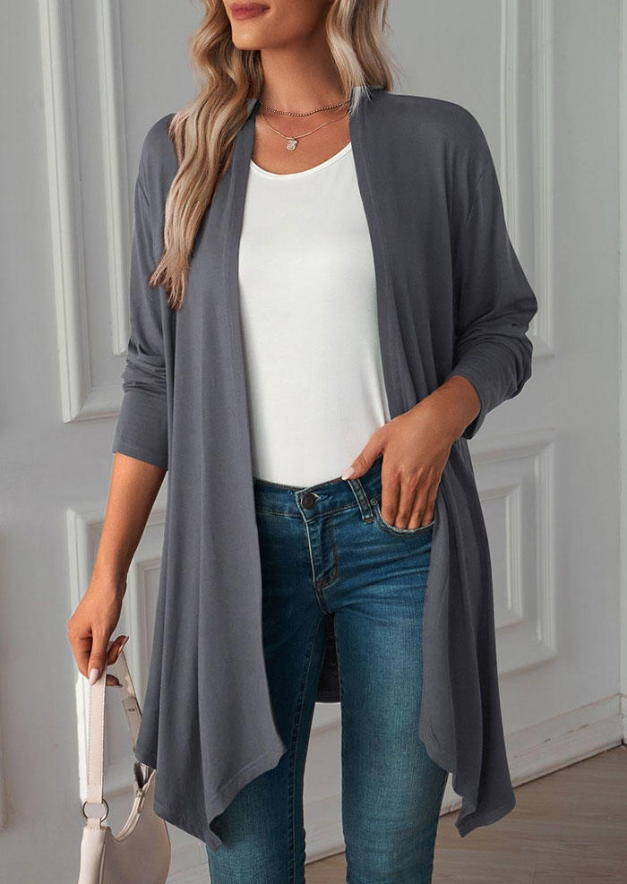 

Long Sleeve Open Front Cardigan - Gray, SCM005879