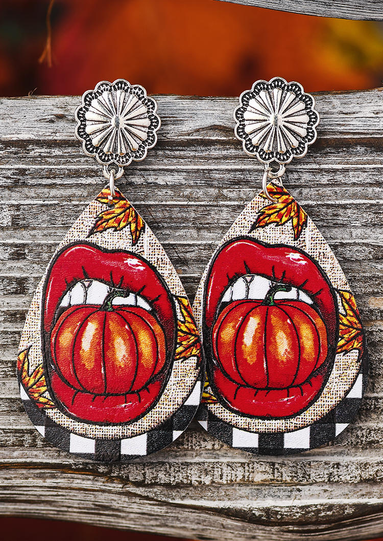 

Lips Pumpkin Maple Leaf Stud Earrings, Multicolor, SCM005952