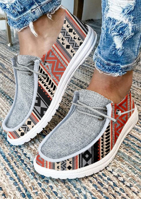 

Aztec Geometric Slip On Flat Sneakers, Multicolor, SCM005960