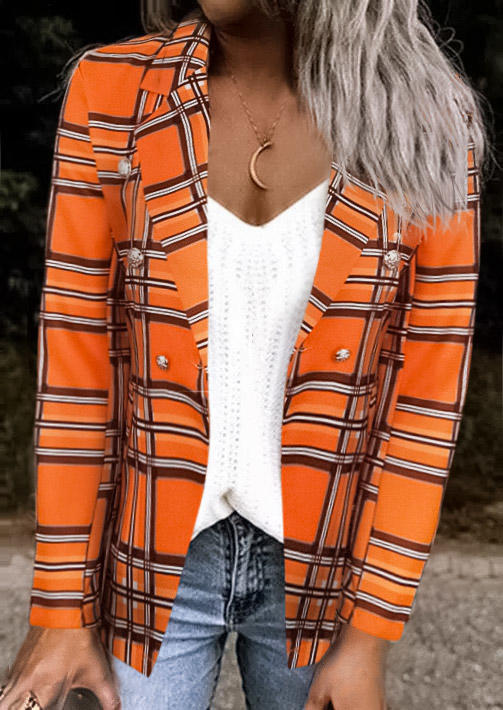 

Button Lapel Long Sleeve Blazer Coat - Orange, SCM005993
