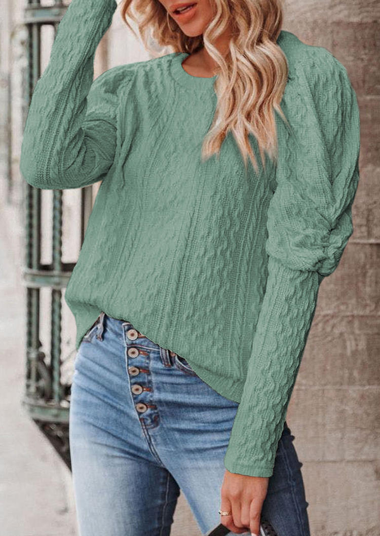 

Crochet Twist Loose Long Sleeve Sweater - Green, SCM006184