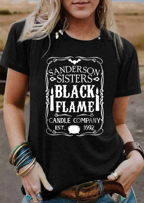 

Halloween Black Flame Candle O-Neck T-Shirt Tee, SCM006218