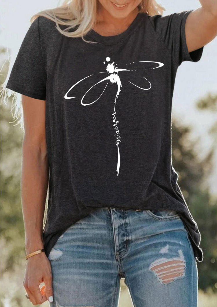 

Warrior Dragonfly O-Neck T-Shirt Tee - Gray, SCM006276