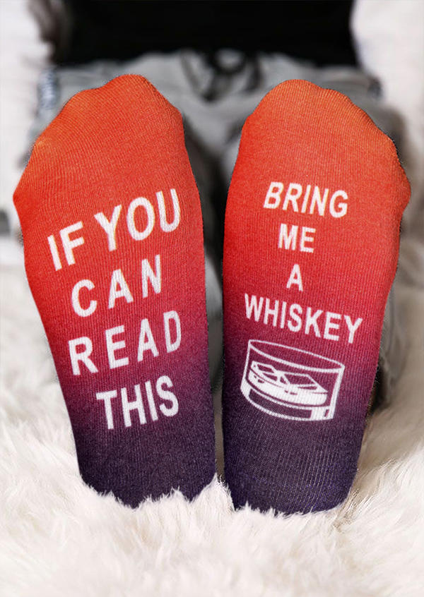 

If You Can Read This Bring Me A Whiskey Gradient Crew Socks, Multicolor, SCM006291