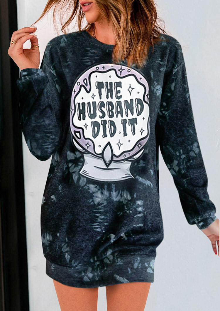 

The Husband Did It Tie Dye Sweatshirt Mini Dress, Multicolor, SCM006338