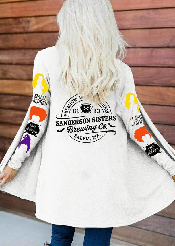

Halloween Witch Long Sleeve Cardigan - White, SCM006358