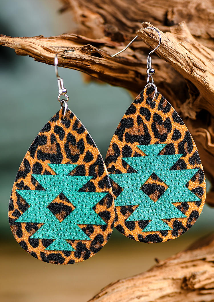 

Aztec Geometric Leopard Water Drop Earrings, Multicolor, SCM005723