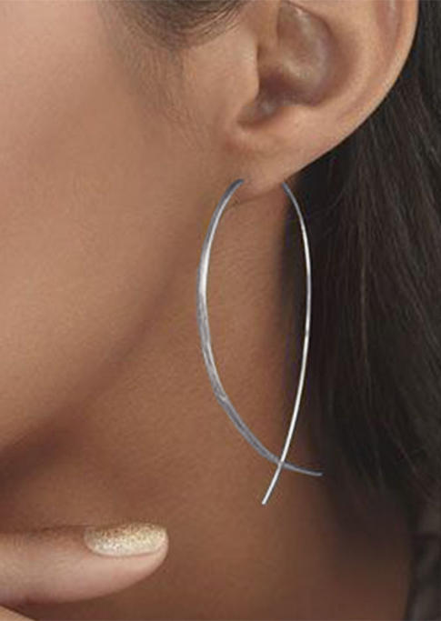 

Fish Hook Alloy Earrings, Silver, SCM005813