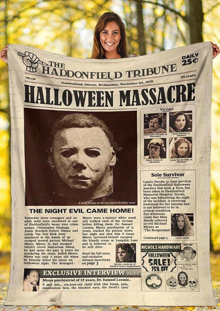 

Halloween Massacre Horror Movie Blanket, Multicolor, SCM005950