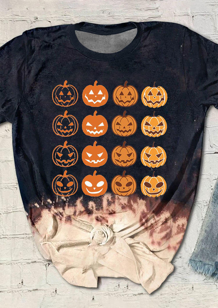 

Halloween Pumpkin Face T-Shirt Tee - Black, SCM006256
