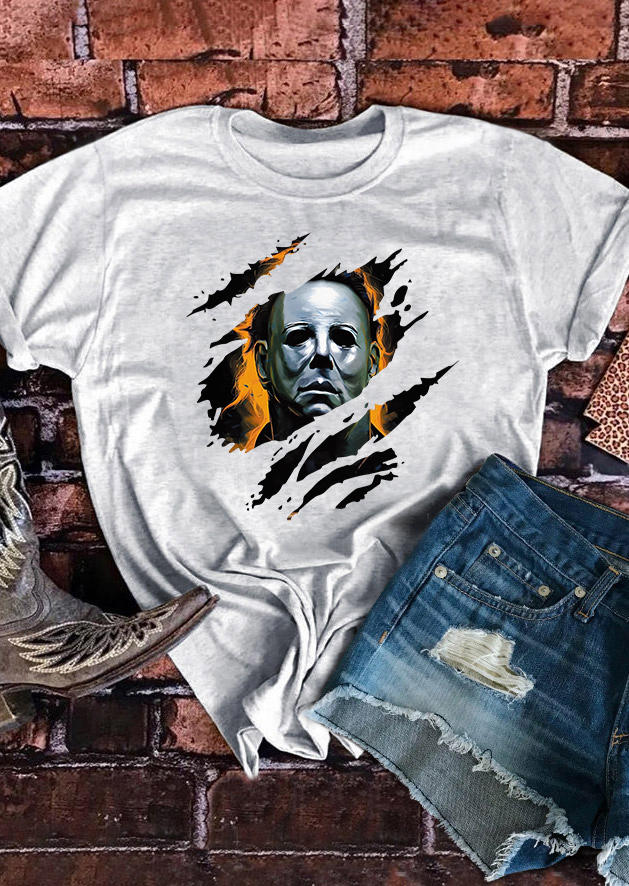 

Halloween Horror Character T-Shirt Tee - Gray, SCM006461