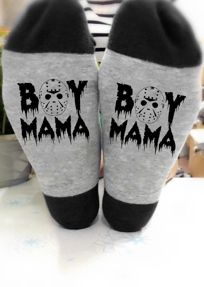 

Halloween Boy Mama Horror Mask Crew Socks, Gray, SCM006462