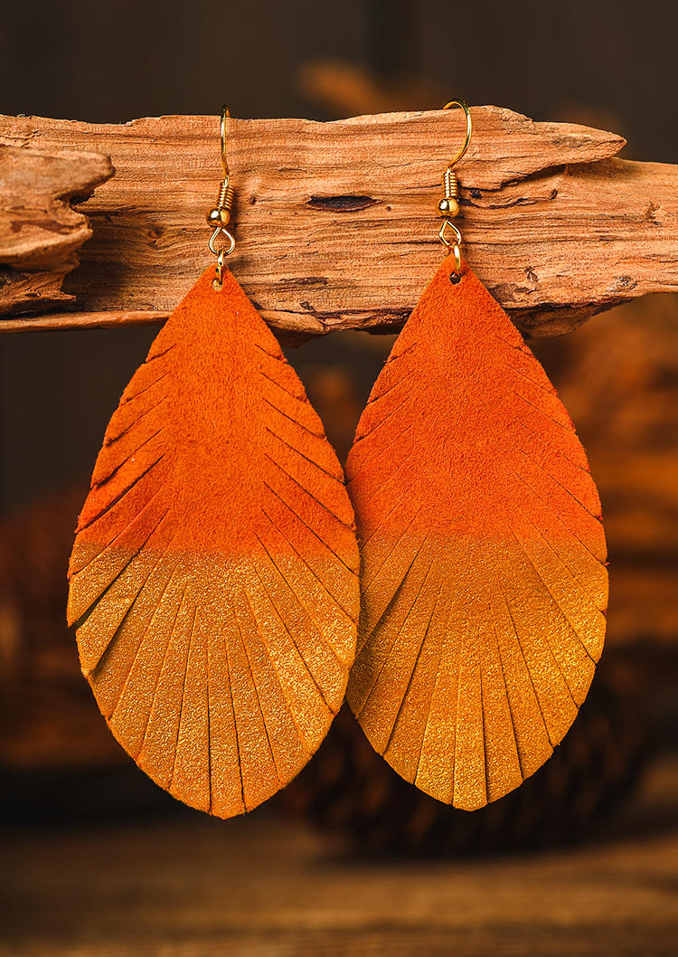 

Color Block Leaf Hook Earrings, Multicolor, SCM006143