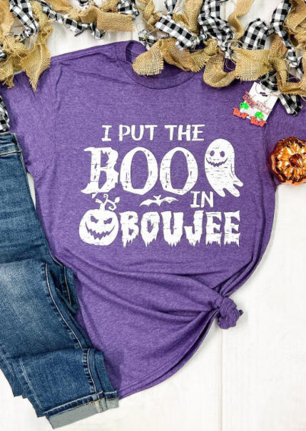 

I Put The Boo In Boujee Pumpkin Face T-Shirt Tee - Purple, SCM006227