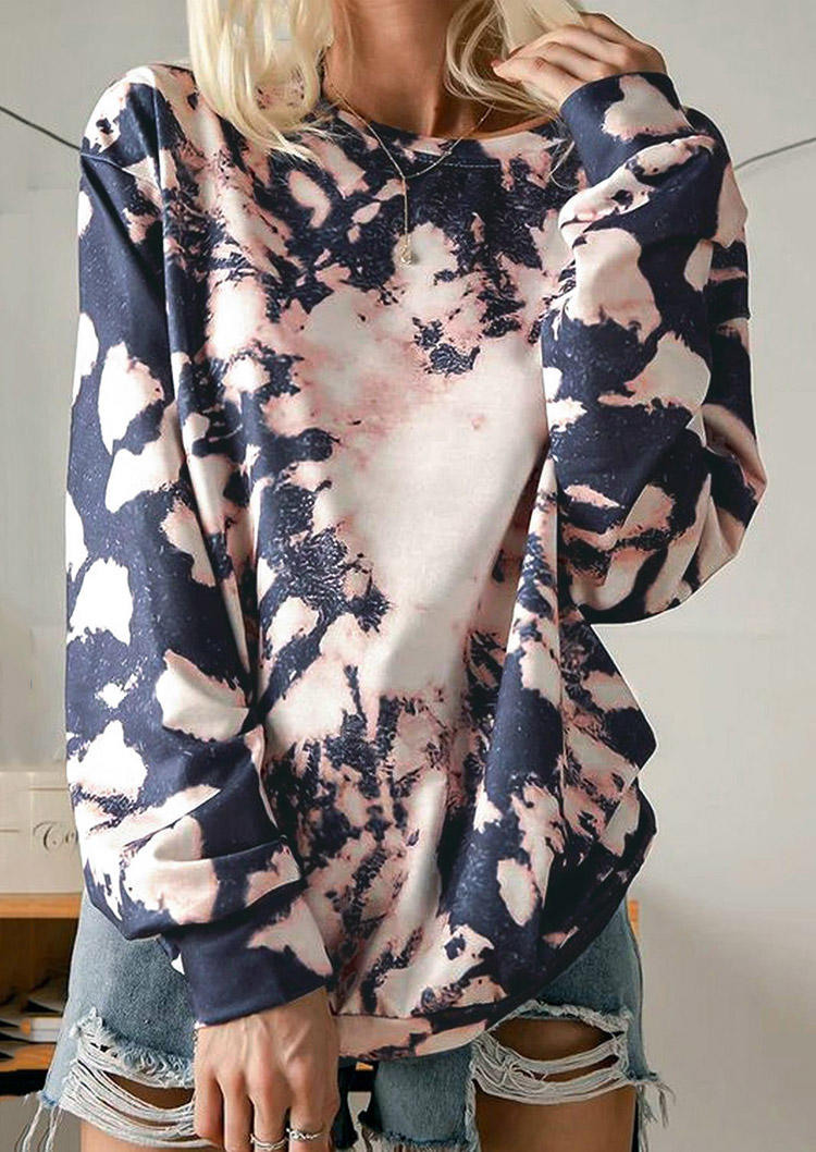 

Tie Dye Bleached Pullover Sweatshirt, Multicolor, SCM006313