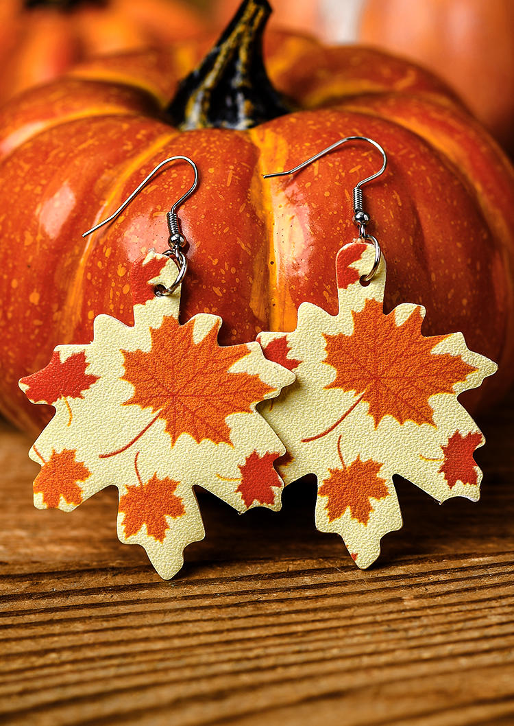 

Maple Leaf Hook PU Leather Earrings, Multicolor, SCM005757