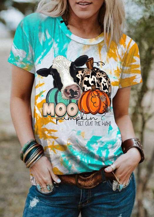 Moo Pumpkin Get Out The Way Tie Dye T-Shirt Tee