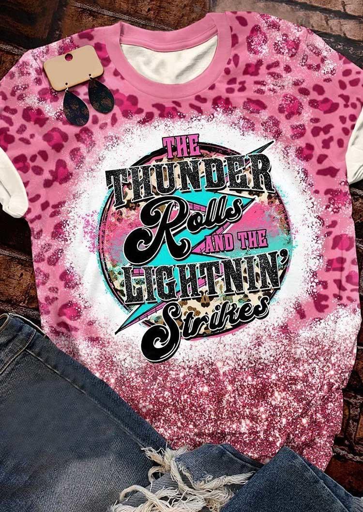 

Lightning Leopard Glitter T-Shirt Tee - Pink, SCM006080