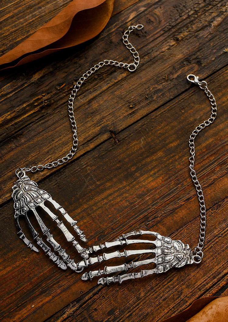 

Halloween Skeleton Hand Pendant Necklace, Silver, SCM006197