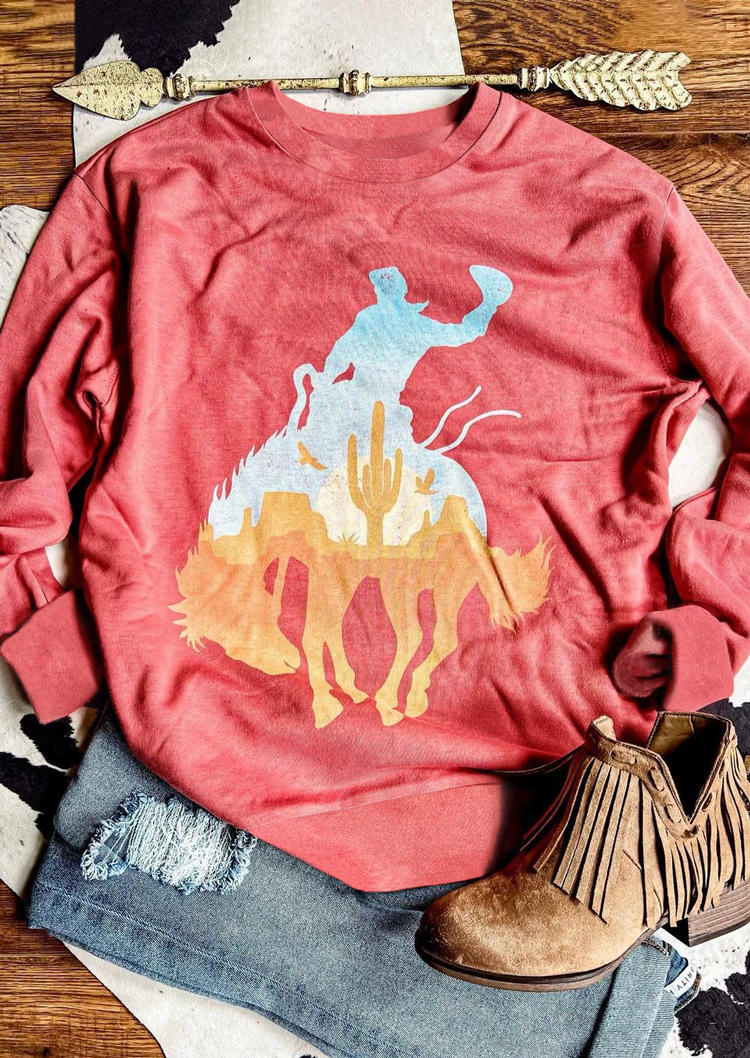 

Cowboy Horse Cactus Silhouette Sweatshirt - Red, SCM006284