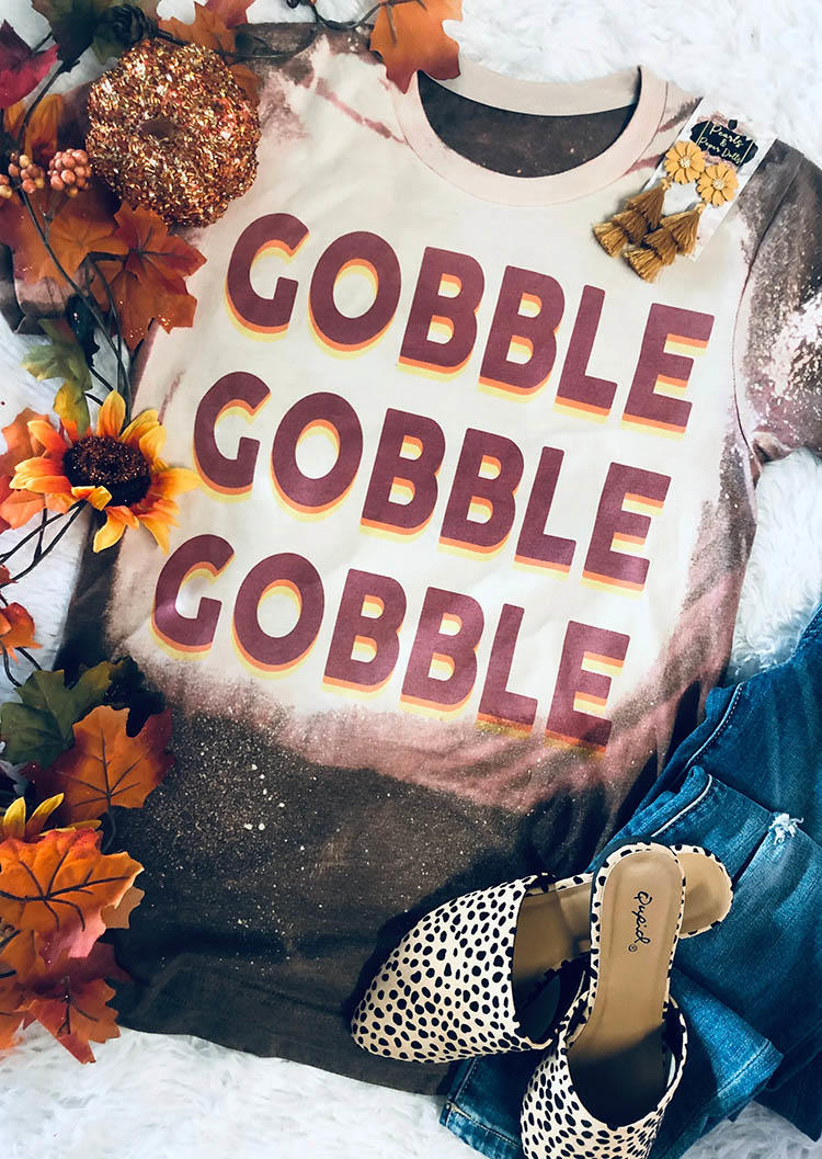 

Gobble Bleached O-Neck T-Shirt Tee, Multicolor, SCM006467