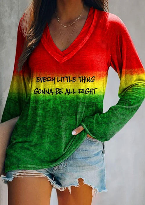 

Every Little Thing Gonna Be ALL Right Color Block Blouse, Multicolor, SCM006800