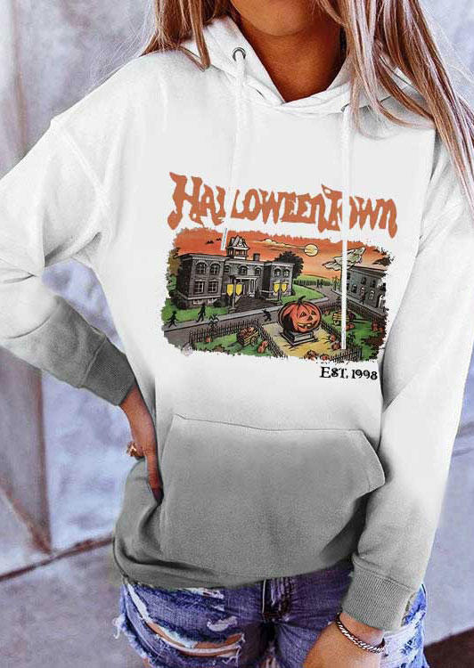 

Halloweentown Gradient Pumpkin Face Kangaroo Pocket Hoodie - White, SCM006801