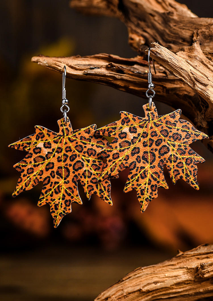 

Maple Leaf Leopard Earrings, Multicolor, SCM005760