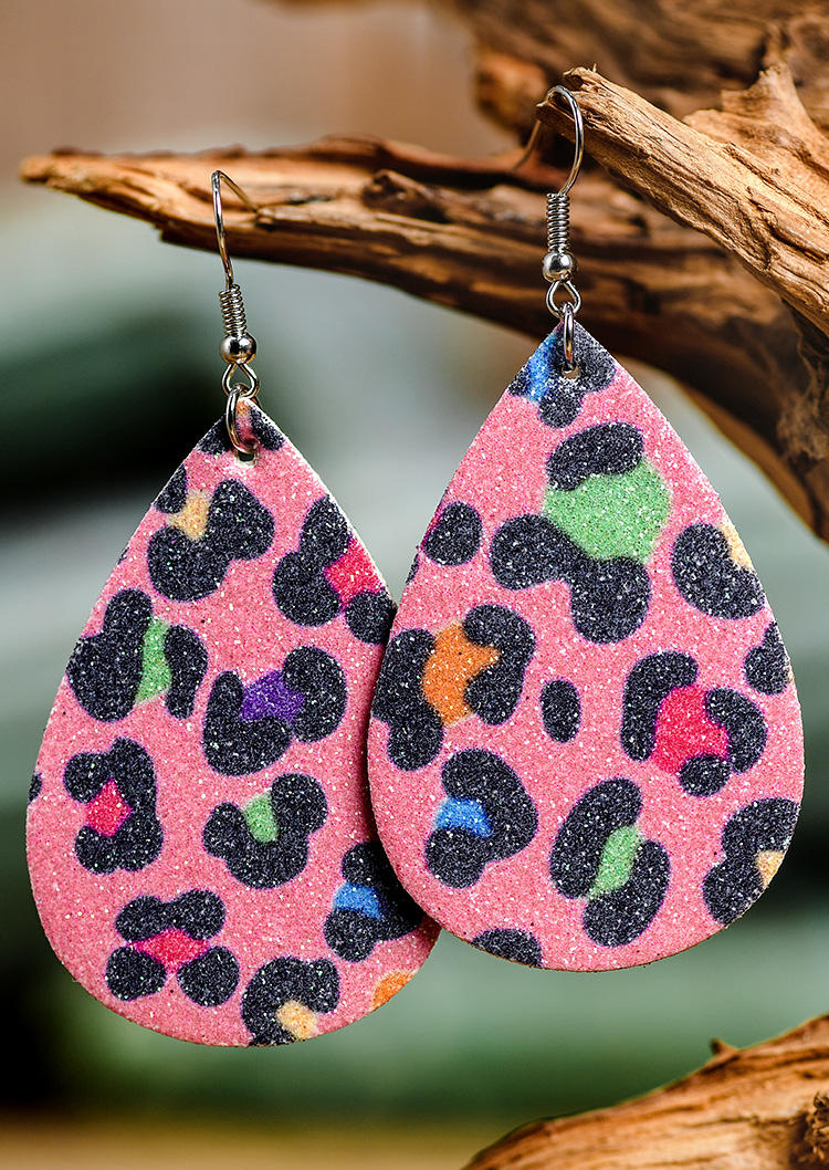 

Leopard Water Drop Hook Earrings, Multicolor, SCM006335