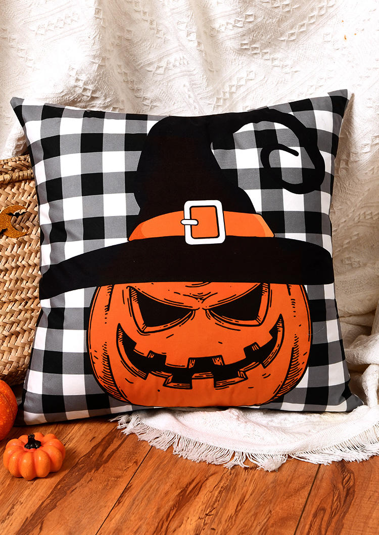 

Halloween Pumpkin Plaid Pillowcase without Pillow, Multicolor, SCM006343