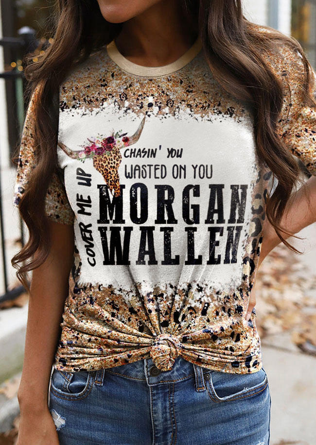 Chasin' You Wasted On You Cover Me Up Leopard T-Shirt Tee
