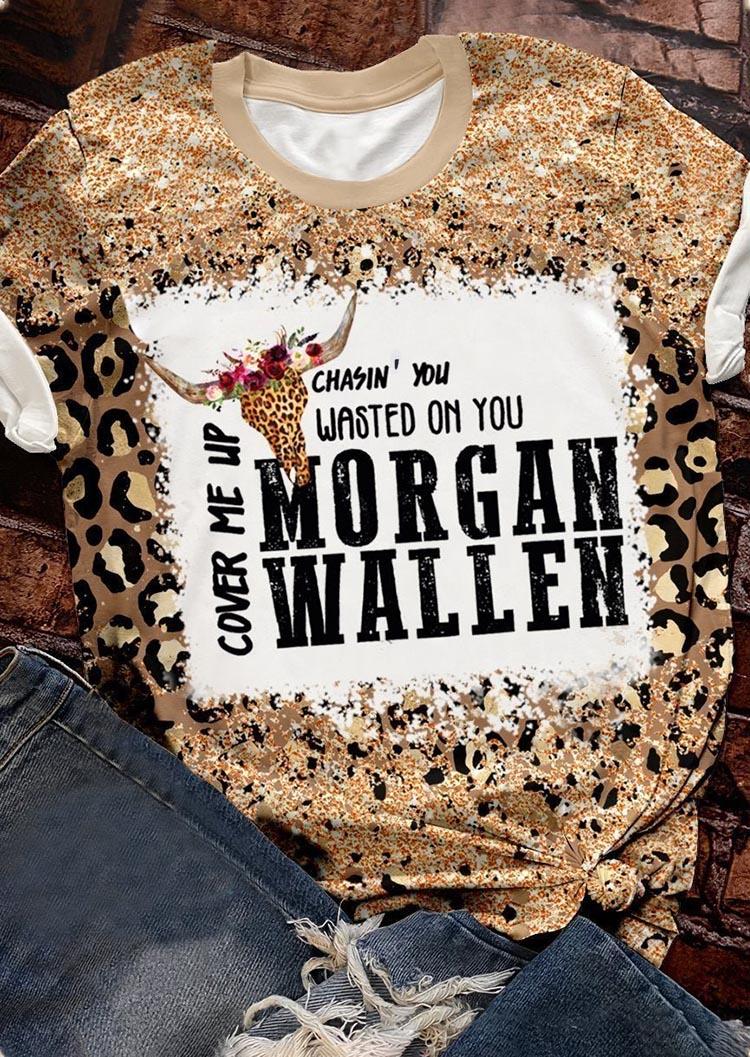 

Chasin' You Wasted On You Cover Me Up Leopard T-Shirt Tee, Multicolor, SCM006457
