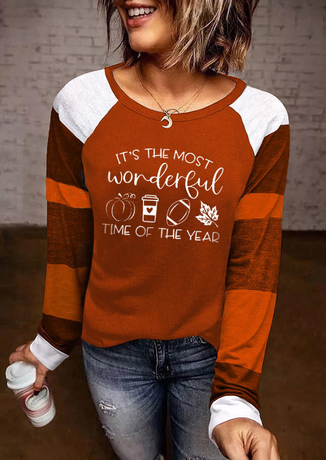 

It' The Most Wonderful Time Of The Year Maple Leaf Pumpkin T-Shirt Tee - Orange, SCM006466